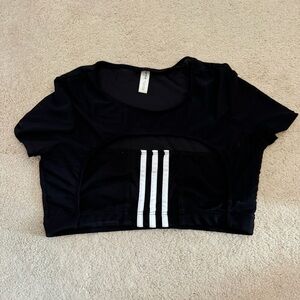 Black Crop Top with White Stripes